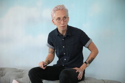 NEW YORK, NY - MARCH 11: Photographer iO Tillett Wright speaks during the Gurls Talk Festival in collaboration with Coach and Teen Vogue at Industry City on March 11, 2018 in New York City. (Photo by Cindy Ord/Getty Images for COACH)