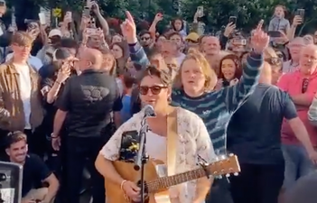 Niall Horan and Lewis Capaldi recorded busking on the streets of Dublin