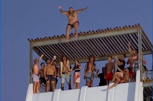Man shows aftermath of slide stunt