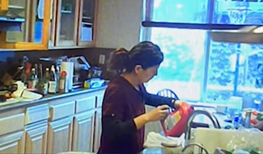 Woman arrested after husband caught her on video allegedly using drain cleaner to poison him