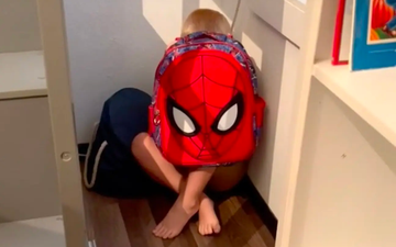 Mum gives 5-year-old son at-home drills with backpack to prepare him for school shooting