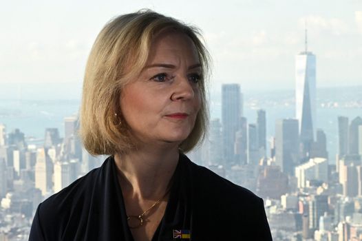 NEW YORK, NEW YORK - SEPTEMBER 20: British Prime Minister Liz Truss speaks to the media at the Empire State building as World leaders begin to gather for the 77th UN General Assembly, on September 20, 2022 in New York City. After two years of holding the session virtually or in a hybrid format, 157 heads of state and representatives of government are expected to attend the General Assembly in person. (Photo by Toby Melville - Pool/Getty Images)