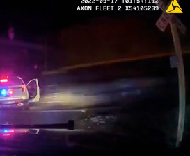 Police leave car with woman handcuffed inside parked on tracks just before it’s hit by train