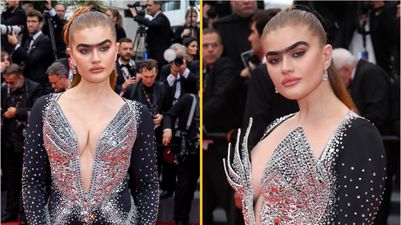 Unibrow model Sophia Hadjipanteli stuns on Cannes red carpet as she attends Killers of the Flower Moon premiere