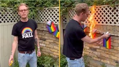 Laurence Fox mocked after spending Father’s Day trying to burn Pride flags in vile video