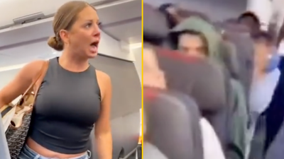 Conspiracy theorists freaking out over man in green hoodie after woman’s ‘not real’ flight rant