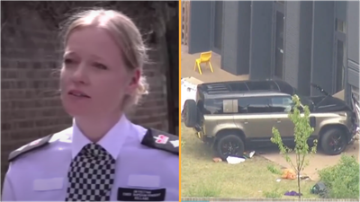 Police officer in tears as she announces tragic death of girl, 8, in school crash