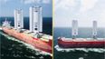 World’s first wind-powered cargo ship sets sail with revolutionary metal ‘wings’