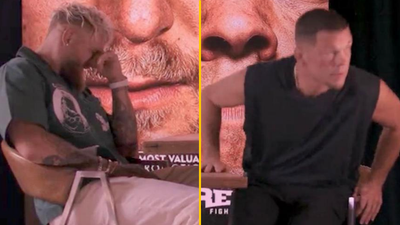 Jake Paul left with head in hands after Nate Diaz walks out of face-to-face interview