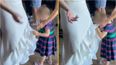 People call for child-free weddings after toddler wipes their face on bride’s dress