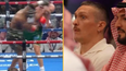 Video emerges of Oleksandr Usyk’s live reaction to Francis Ngannou knocking down Tyson Fury