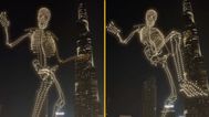 People say viral Dubai ‘Halloween drone show’ looks like skeleton pole dancing on Burj Khalifa