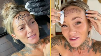 Influencer who claimed she got her boyfriend’s name ‘tattooed’ on her forehead admits it was fake