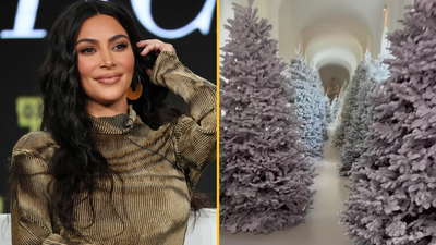 Kim Kardashian has paid for a whole forest to be put up inside her mansion for Christmas