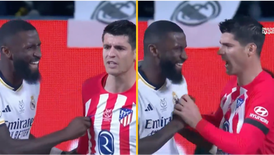 Antonio Rudiger spotted twisting Alvaro Morata’s nipple in Madrid derby clash