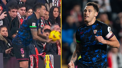 Sevilla star poked in the bum by fan during game