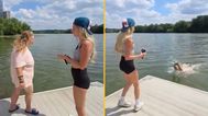 Influencer pays woman £15 to jump into lake and runs off when she says she can’t swim