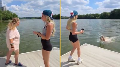 Influencer pays woman £15 to jump into lake and runs off when she says she can’t swim