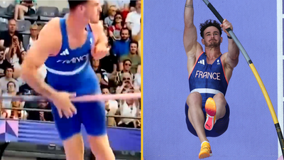 Olympic pole vaulter goes viral after clipping bar with unfortunate body part