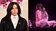 Billie Eilish hit in the face by object during performance