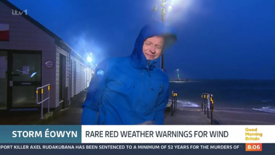 Horrifying moment GMB presenter nearly gets taken out by Storm Éowyn