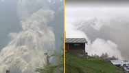 Terrifying moment glacial landslide flattens Swiss village
