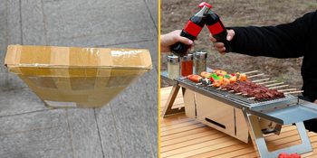 Portable BBQ that folds completely flat is the ultimate festival and camping hack