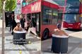 Commuter spotted taking an ice bath at a bus stop