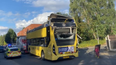 Bus driver arrested after 20 people injured as double-decker’s roof torn off