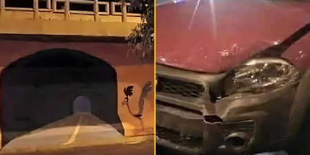 Man causes crash after painting realistic tunnel under bridge