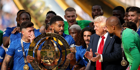 Donald Trump crashes Chelsea’s Club World Cup trophy lift