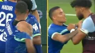 Mason Greenwood has shirt ripped by Tyrone Mings during heated moment